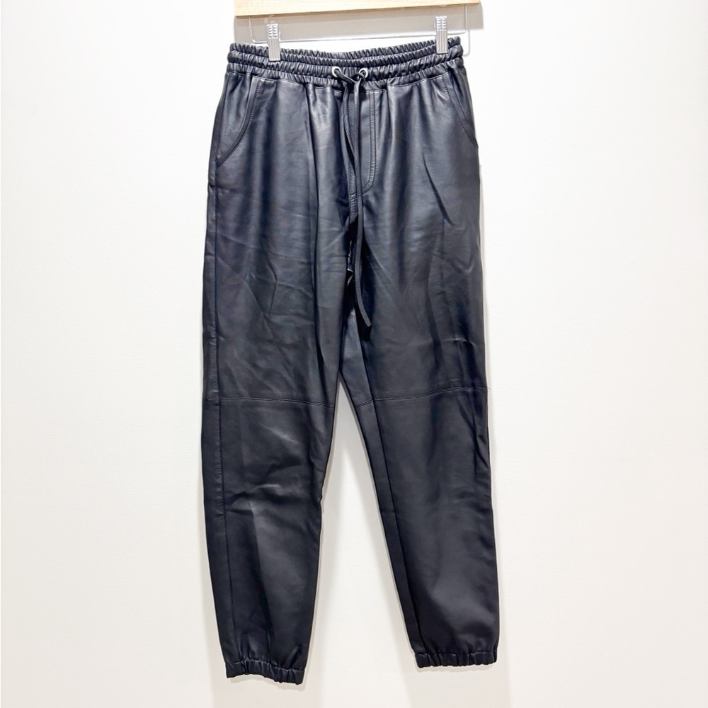 THREAD & SUPPLY Women’s Black Faux Leather Fall Edgy Jogger Pants Size Small